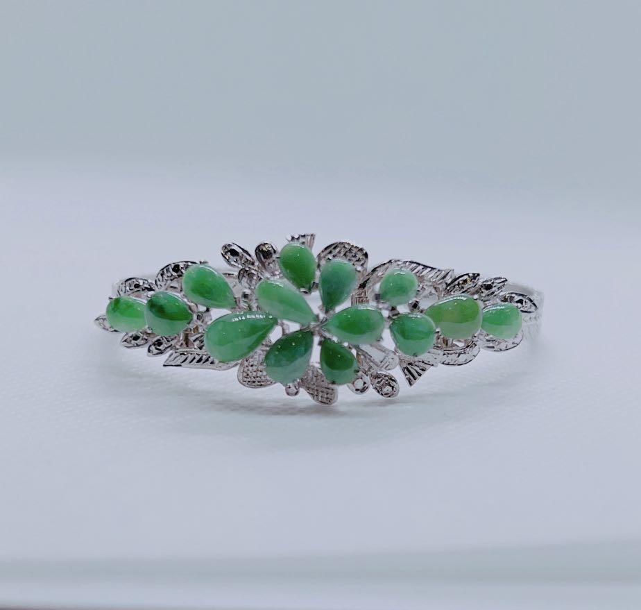 Vintage White Gold 1970 80 A Jade Bracelet BE0088