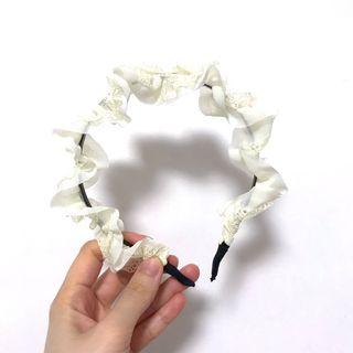米白網紗蕾絲髮箍