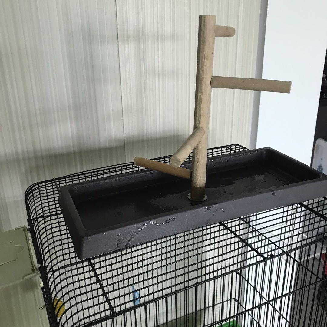 Bird Cage with Stand Trolley, Nestbox and Acrylic Food Box, Pet