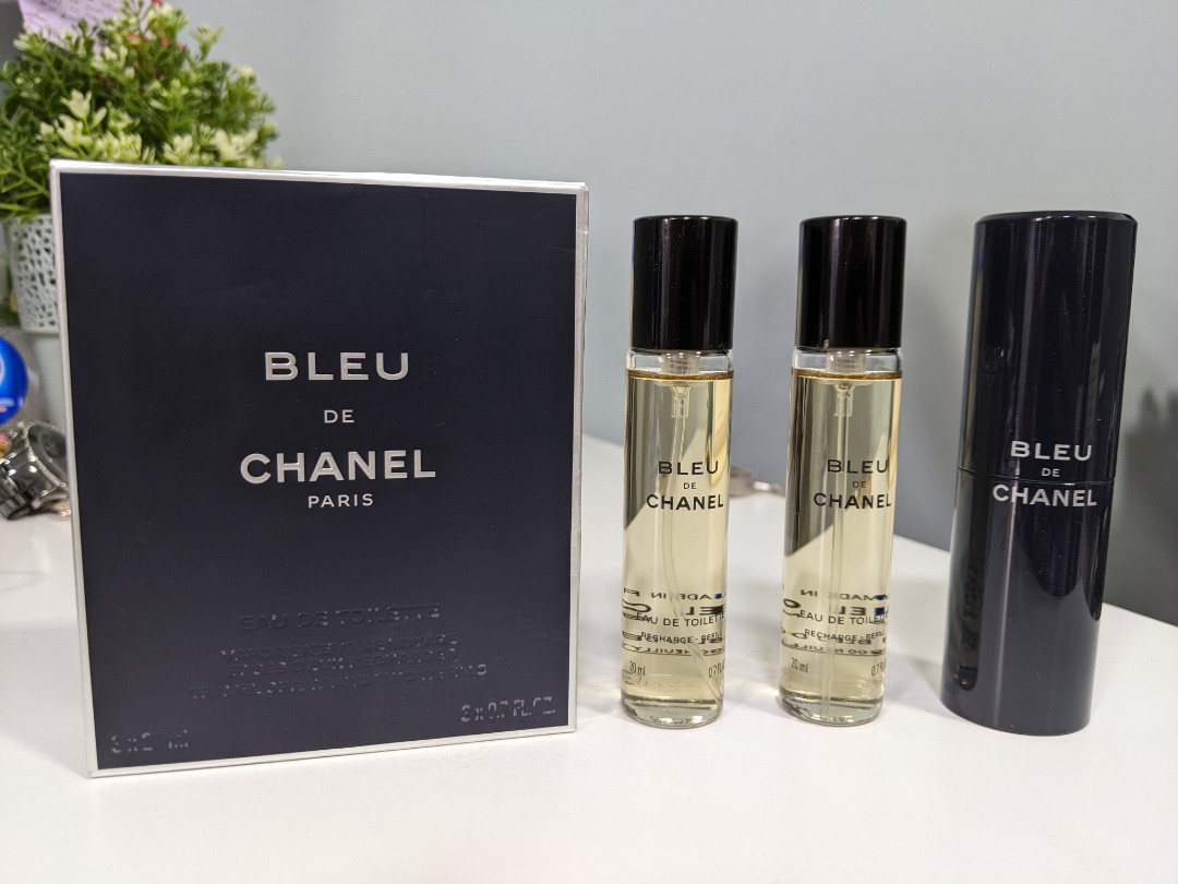 Bleu De Chanel Twist And Spray Parfum Travel Spray 3 x 0.7 oz -New Sealed