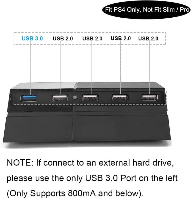 HUB USB 4 ports pour PS4 Slim Console (3 x USB 2.0, 1 x USB 3.0) 