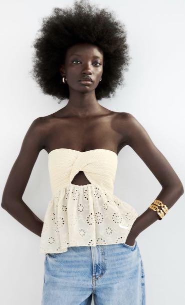 BNWT Zara Contrast Knit Top, Women's Fashion, Tops, Blouses on Carousell