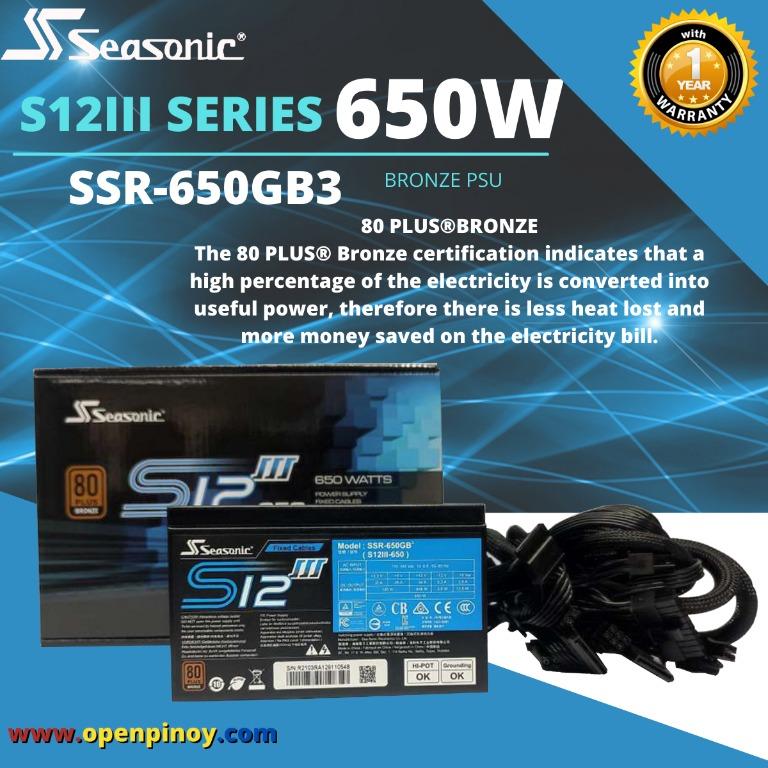 SeaSonic Electronics S12III Series 650W 80 Plus Bronze