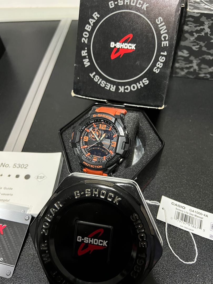 Casio G Shock Gravity Master Black Orange Watch GA 1000 4ACR
