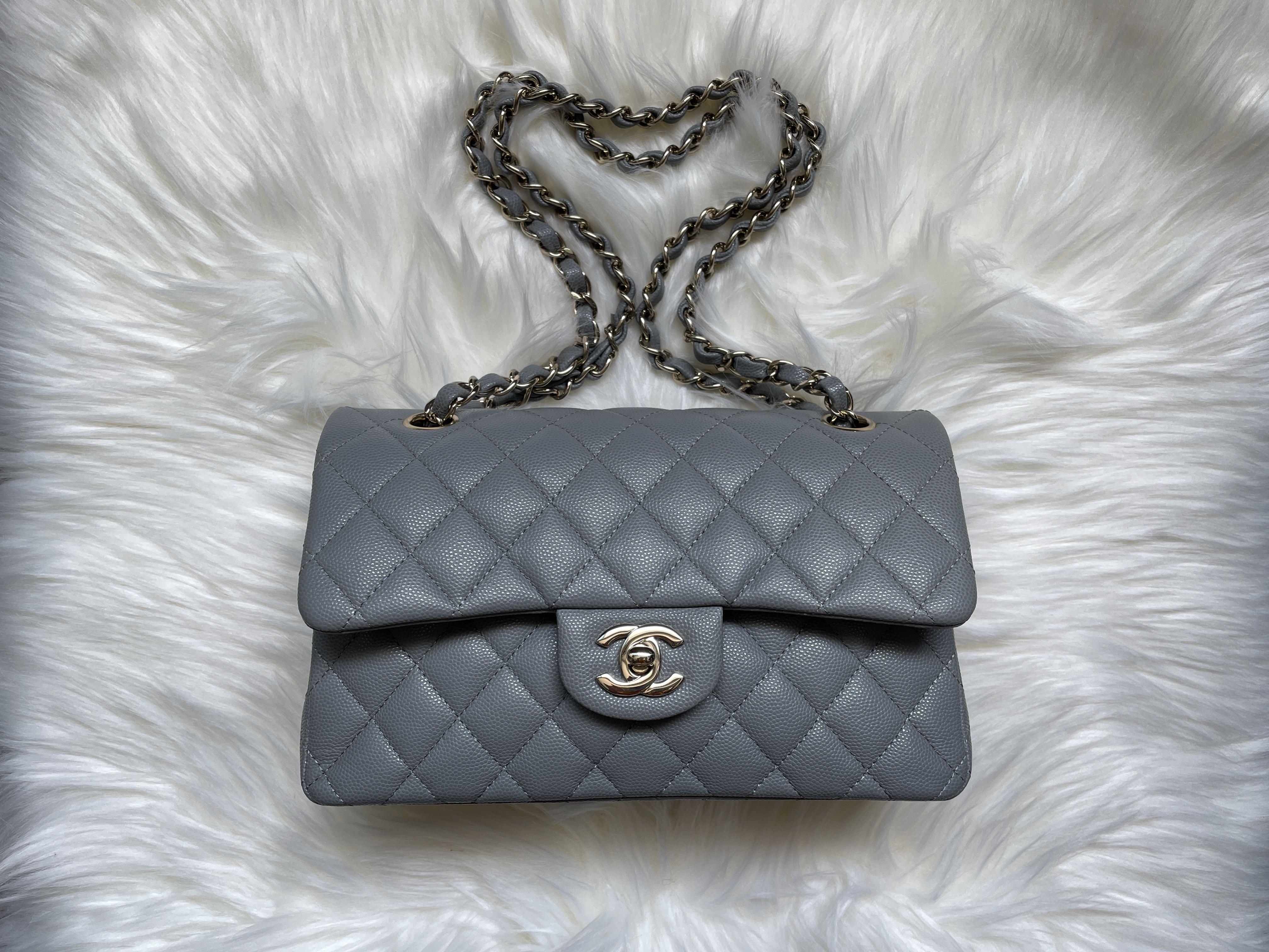 Luxury Personal Shopping on Instagram: “Chanel Classic Medium flap bag in  grey caviar leather with champagne h…