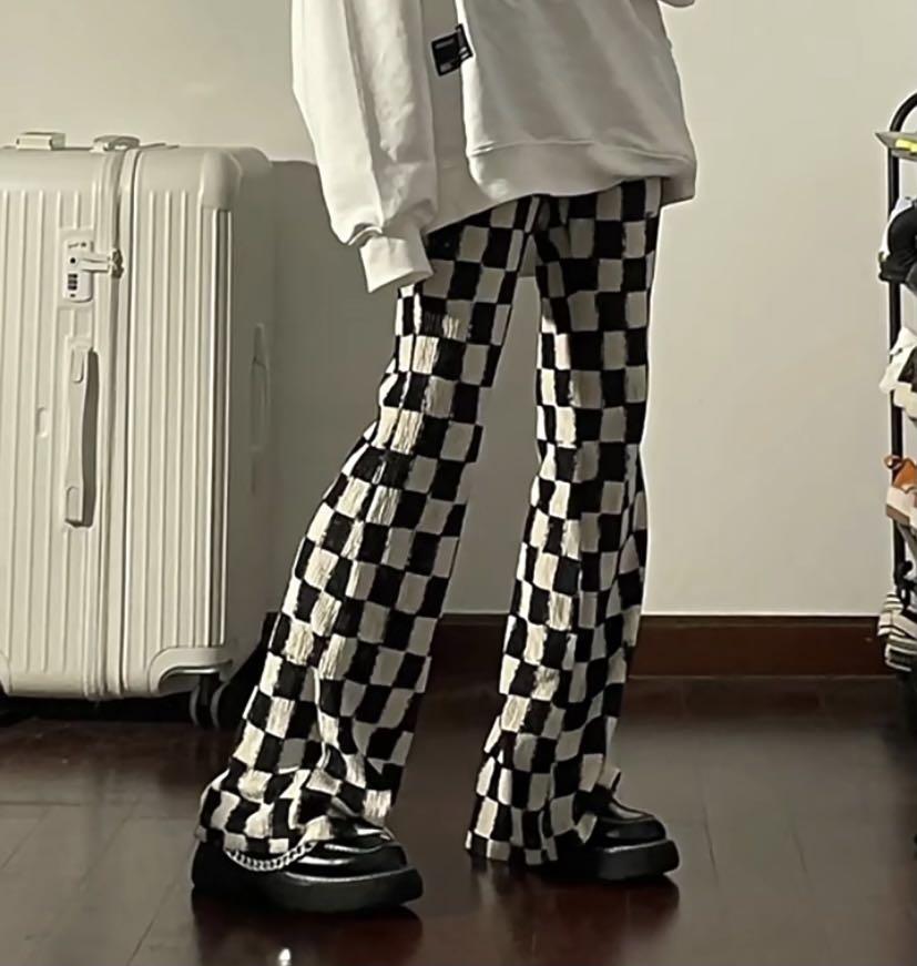 Checkered flare pants outlet