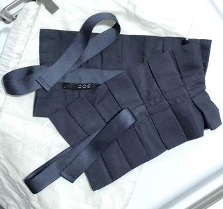 COS Navy Pleated Mock Collar/ Belt