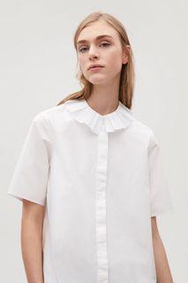 COS Pleated Collar Shirt in white