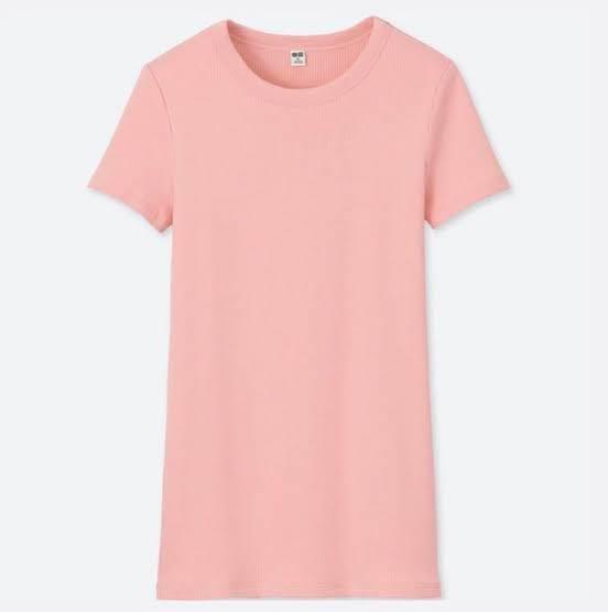 Uniqlo Ribbed Crew Neck Cropped T-Shirt 