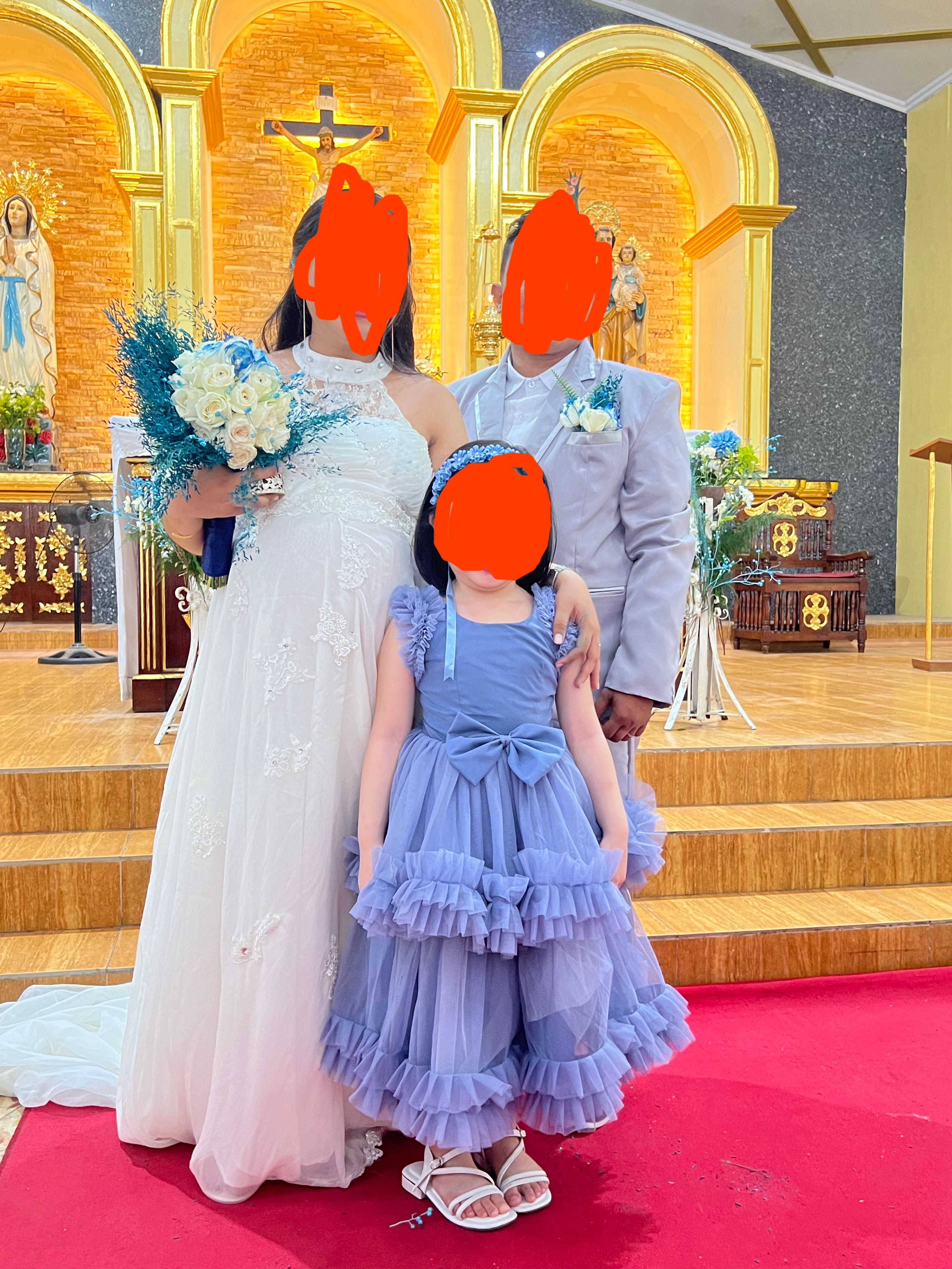 Dusty Blue Flower Girl Birthday Gown for age 4 5 yrs old
