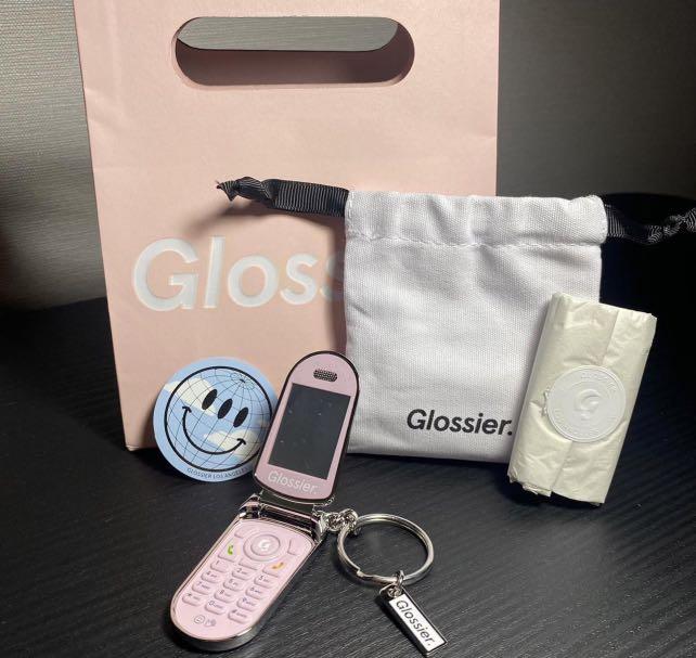 NEW Glossier LA Flip Phone Cell Mirror Keychain