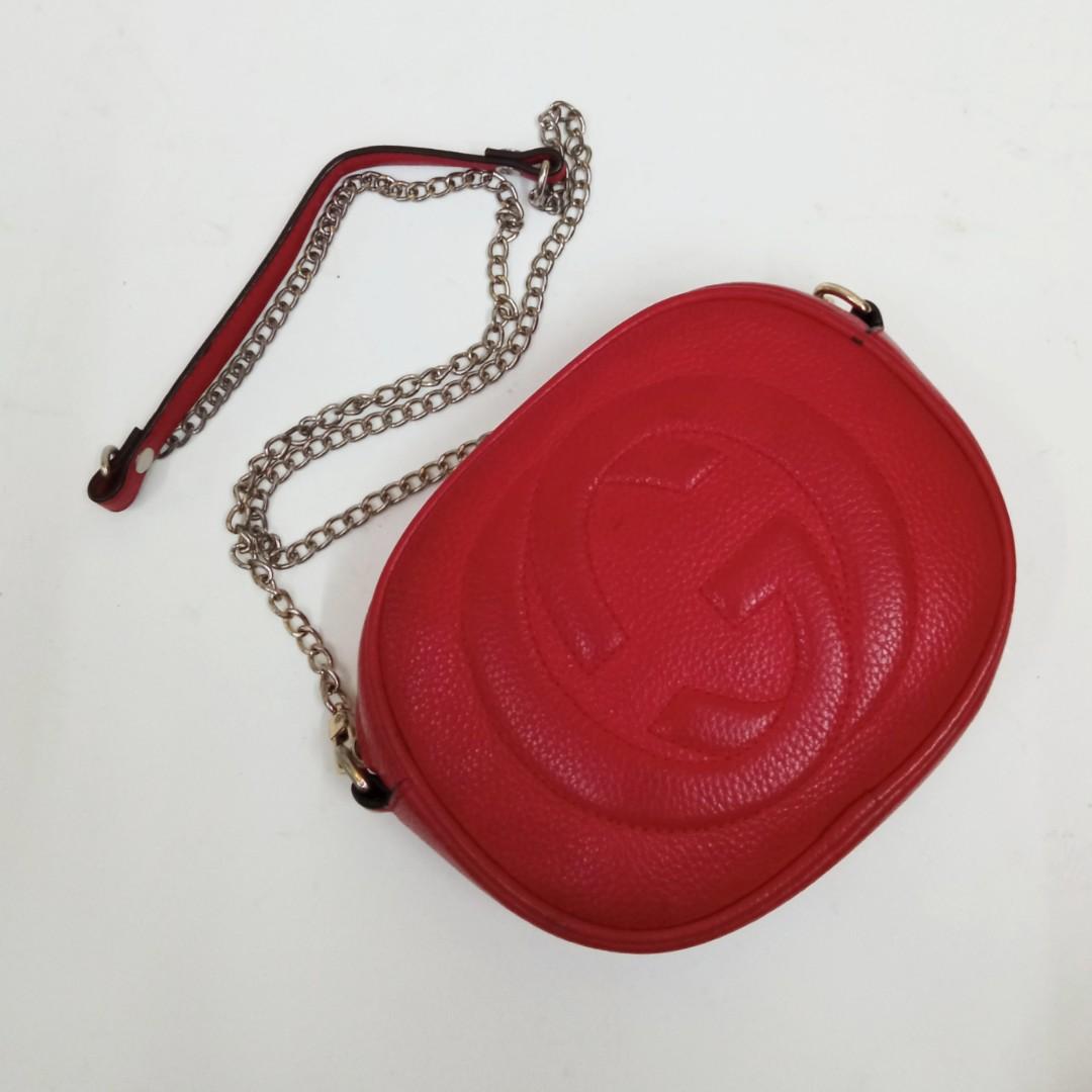 Gucci Red Leather Mini Soho Disco Chain Crossbody Bag, Women's Fashion,  Bags & Wallets, Purses & Pouches on Carousell