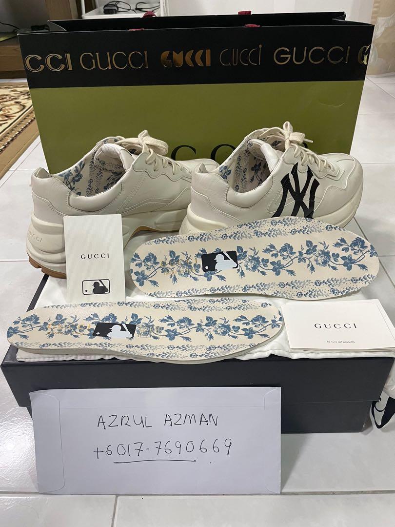 Gucci Rhyton Leather Sneaker NY Yankees Men s Fashion Footwear