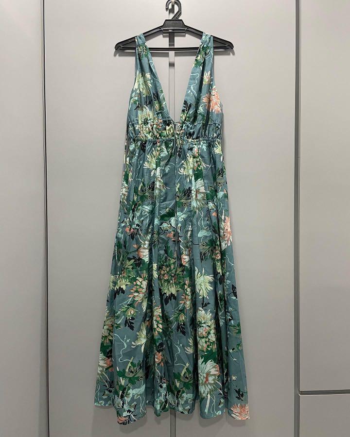 H and m green cheap floral dress