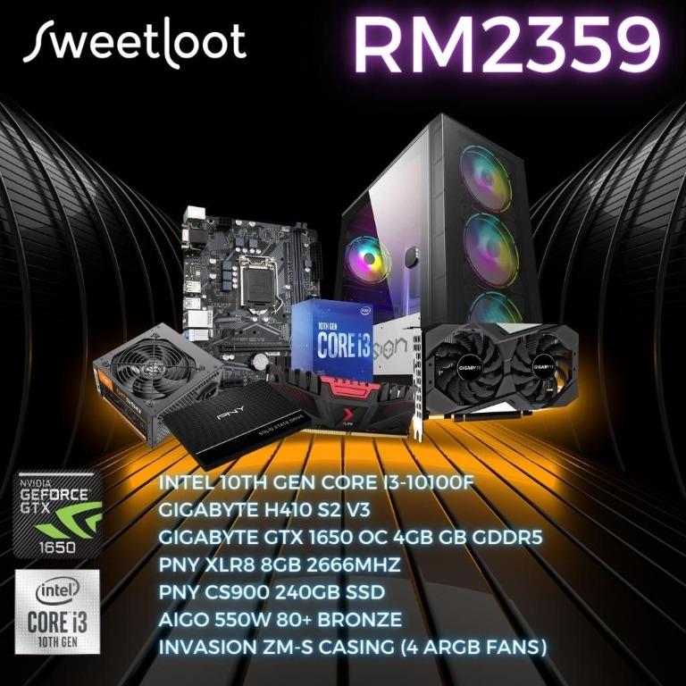 Gtx 1650 i3 10100f best sale