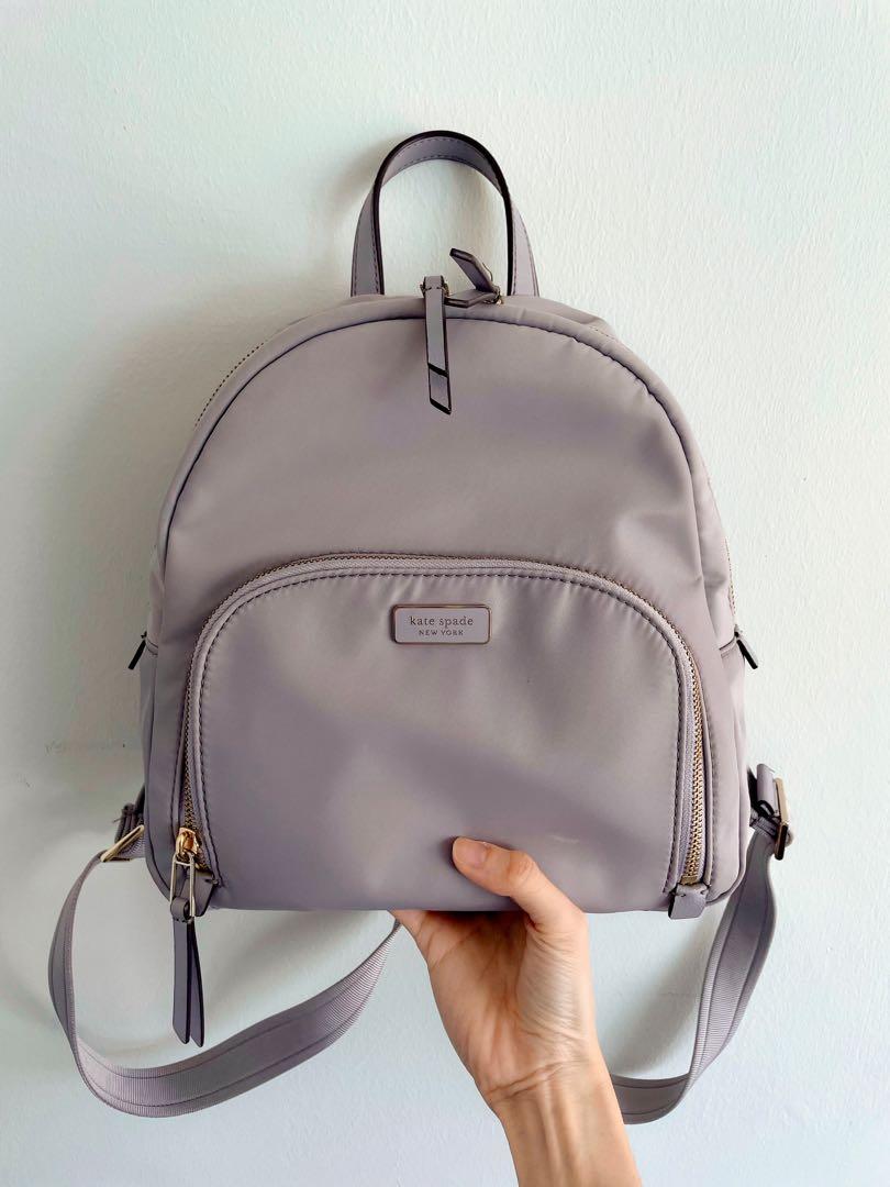 KATE SPADE dawn medium backpack nylon in grey purple , Luxury, Bags &  Wallets on Carousell