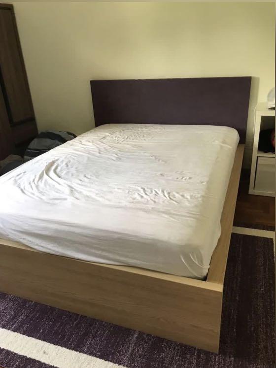 Malm Queen Bed Frame with two bed storage drawers, Furniture & Home