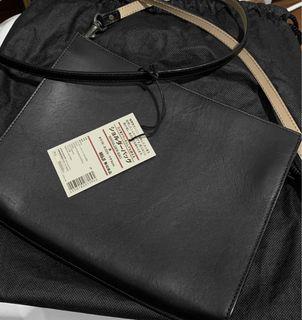 Muji Vintage Shoulder Leather Bag in black [Japan Store Limited]