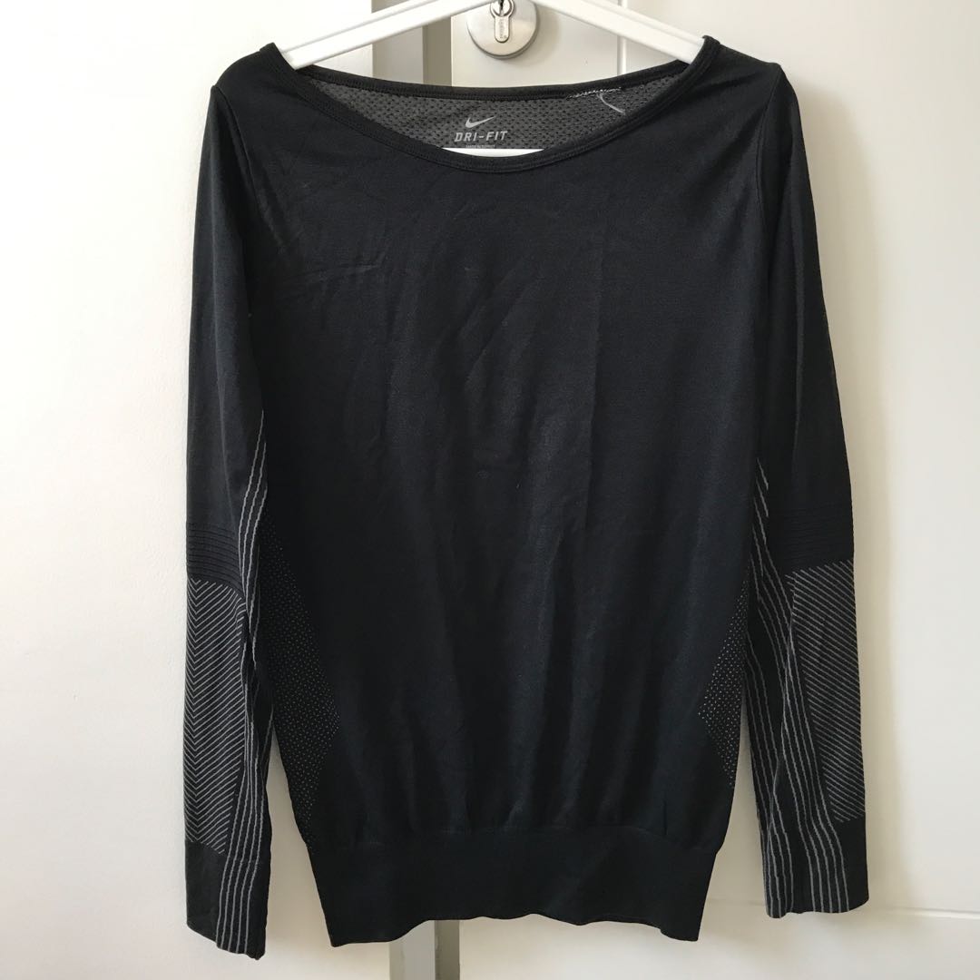 NIKE Long Sleeve Black, Olah Raga, Baju 