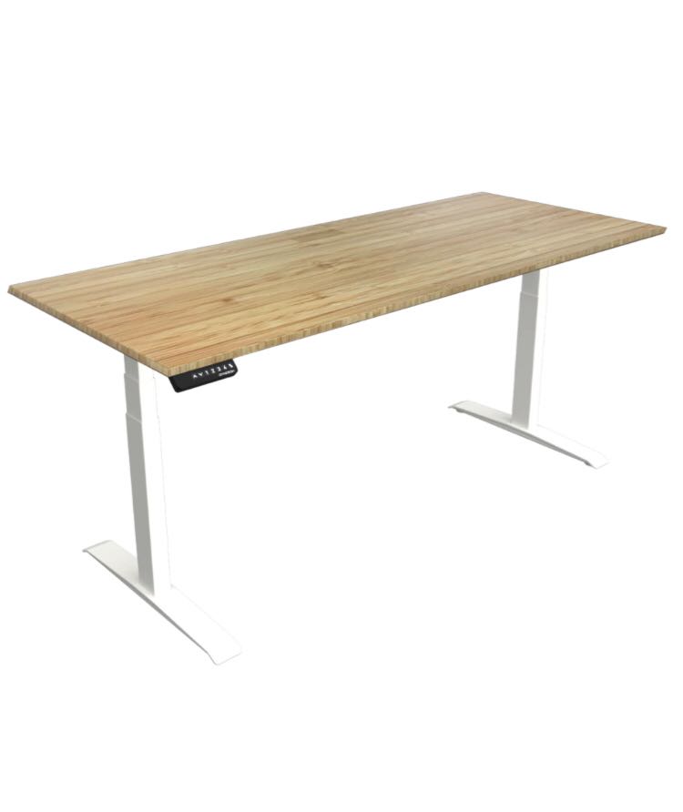 Omnidesk Eco Collection Bamboo Table Top White Legs Standing Computer Table Desk XL (72x30inch