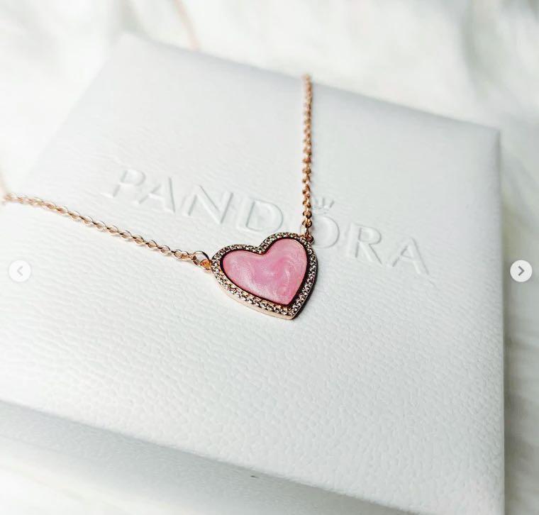 Pandora 14K Pink Swirl Heart Collier Necklace