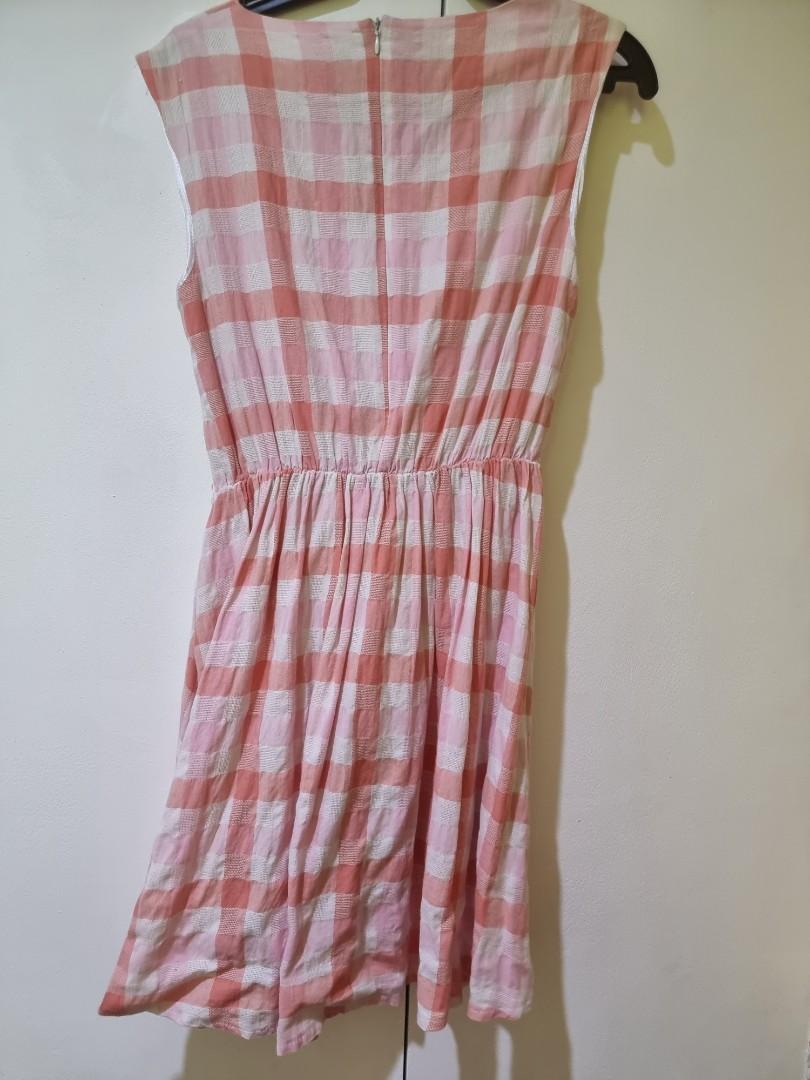 Pink Gingham Linen Dress (Size Small to Medium) (Category: Dresses) located in Manila. Submitted by decluttermystuff21 (Listing ID 1149812307, Image 3). Description: Pink Gingham Linen Dress Brand: None Fits size small to medium (I am size 4, can send when worn upon request) Stretchable garterized waist Good used condition, no flaws.