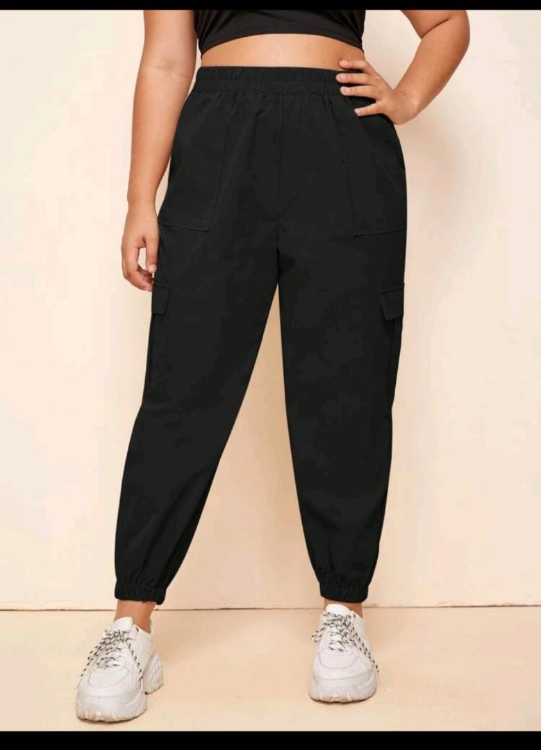 PLUS Size Black Cargo Pants, Women's Fashion, Bottoms, Other Bottoms on