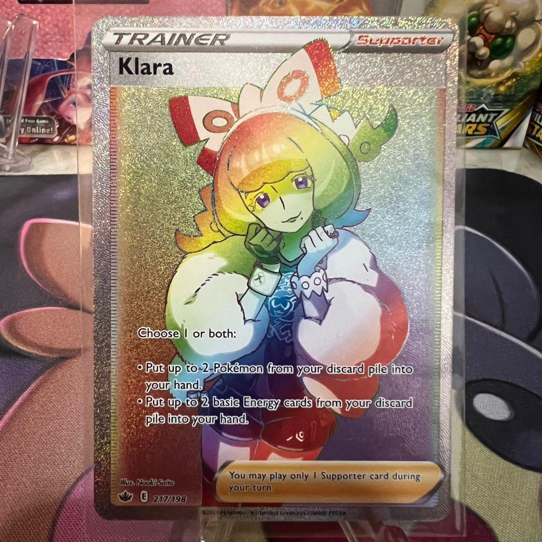Pokémon TCG Chilling Reign Klara Rainbow Rare, Hobbies & Toys, Toys