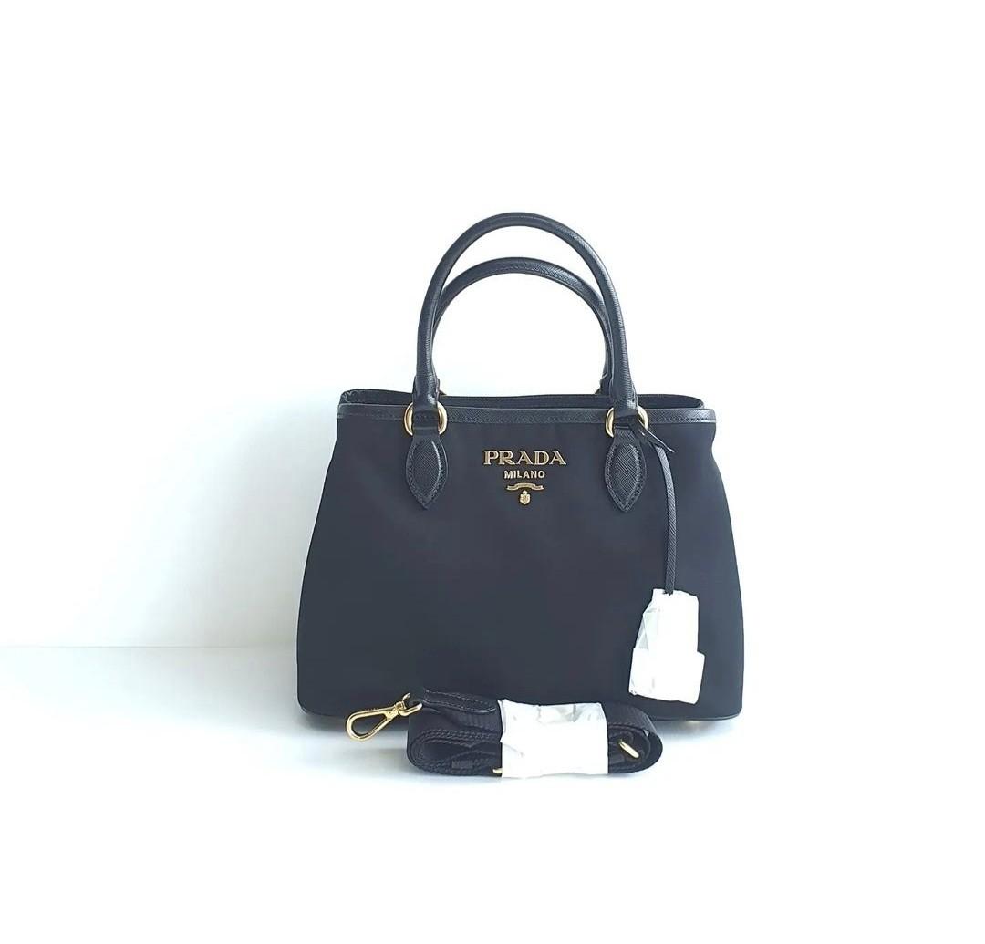 Prada black nylon medium Tote Bag 1BA173