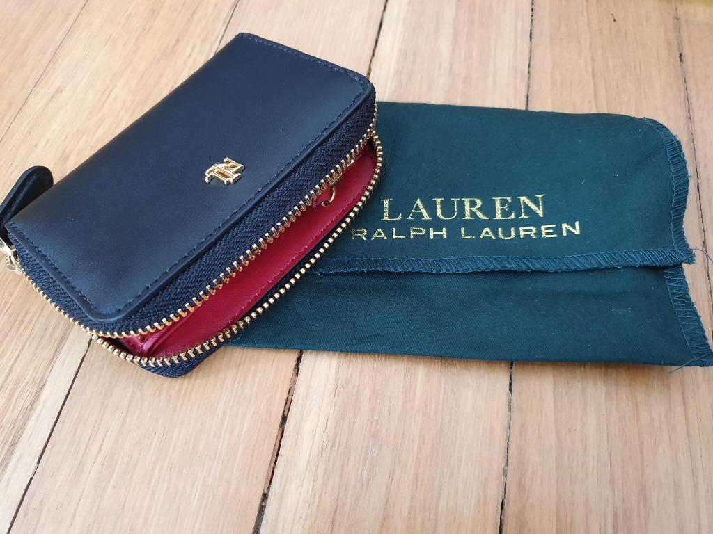Ralph Lauren Leather zip wallet - black, Women's Fashion, Bags 