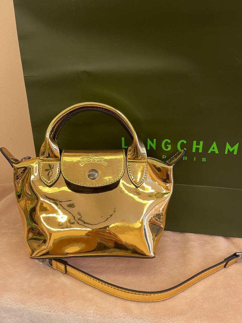 Ready stock Original Longchamp metalic gold sling crossbody bag handbag