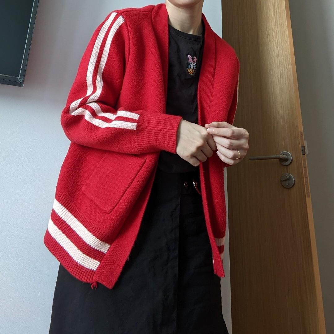Red and white cardigan outlet