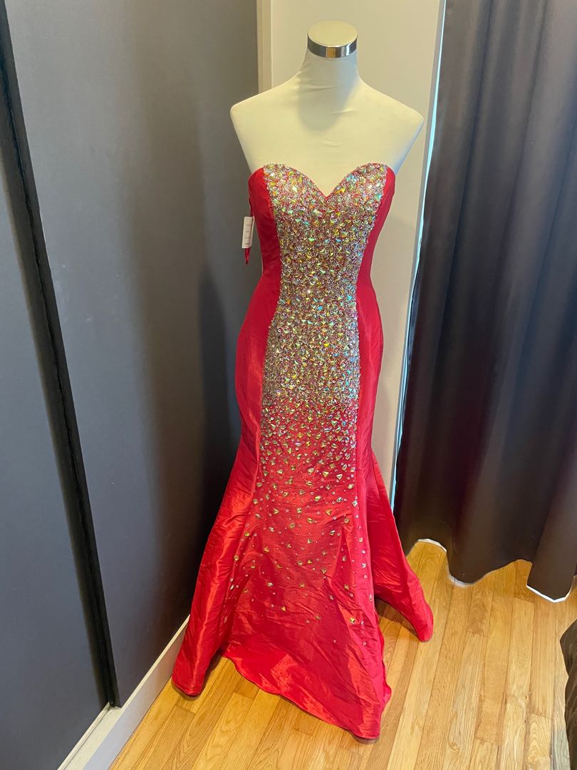 Red prom dresses with bling shop
