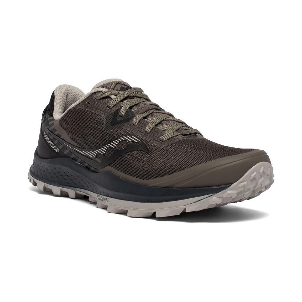 Saucony Men Peregrine 11 Wide Running Shoes Gravel Black
