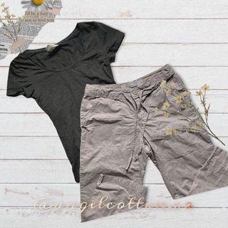 Set wear H&M bodyfit t-shirt and khaki cullotes