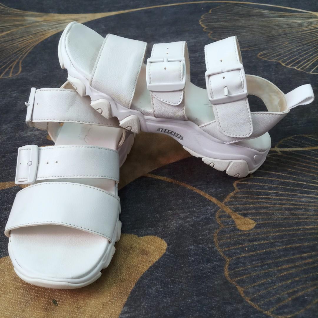 Skechers Yoga Foam White Sandals, Women's Fashion, Footwear