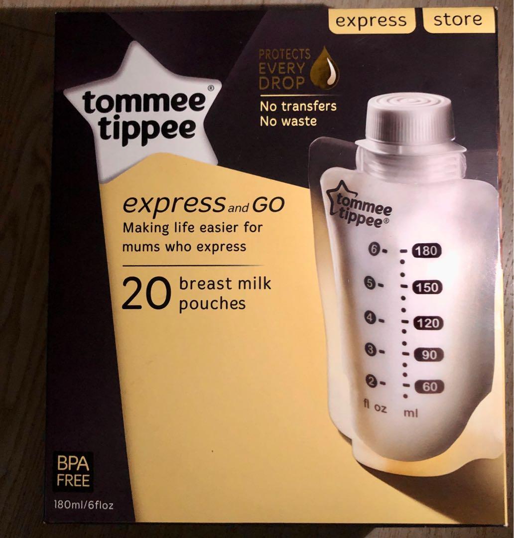 Tommee Tippee express and go breast milk pouch 180ml x20, Babies & Kids