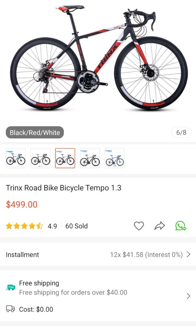 Trinx road on sale bike size chart