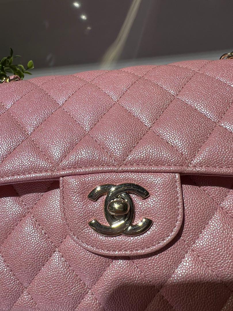 Chanel Rose Iridescent Caviar Medium Classic Double Flap Light Gold –  Madison Avenue Couture
