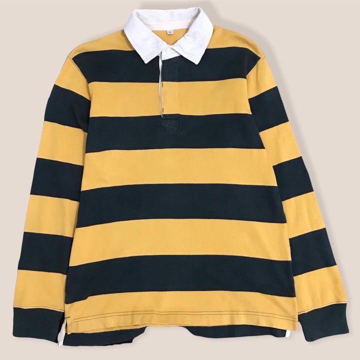 Uniqlo rugby shirt, Fesyen Pria, Pakaian , Atasan di Carousell