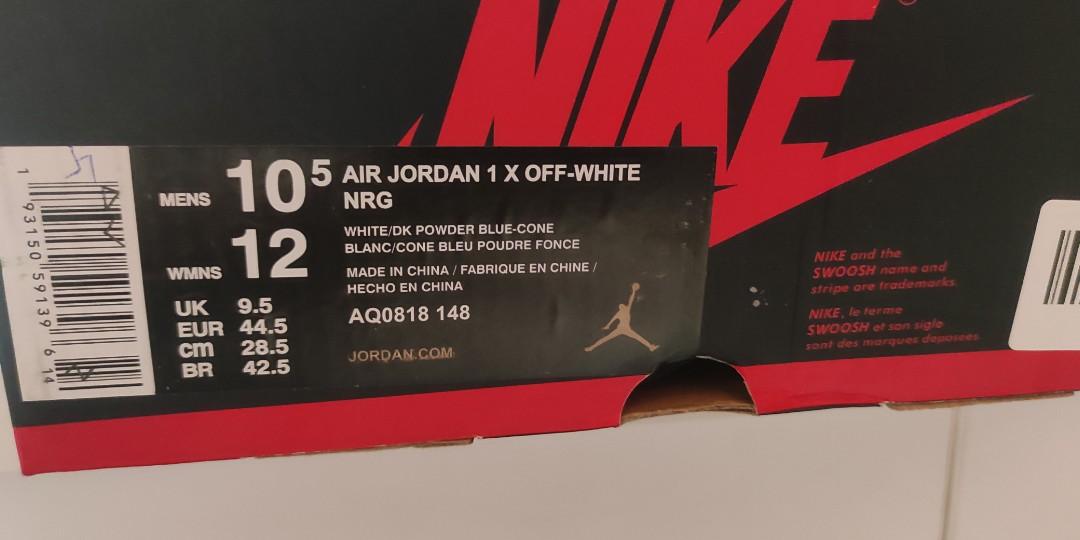 Off white jordan 2025 bleu