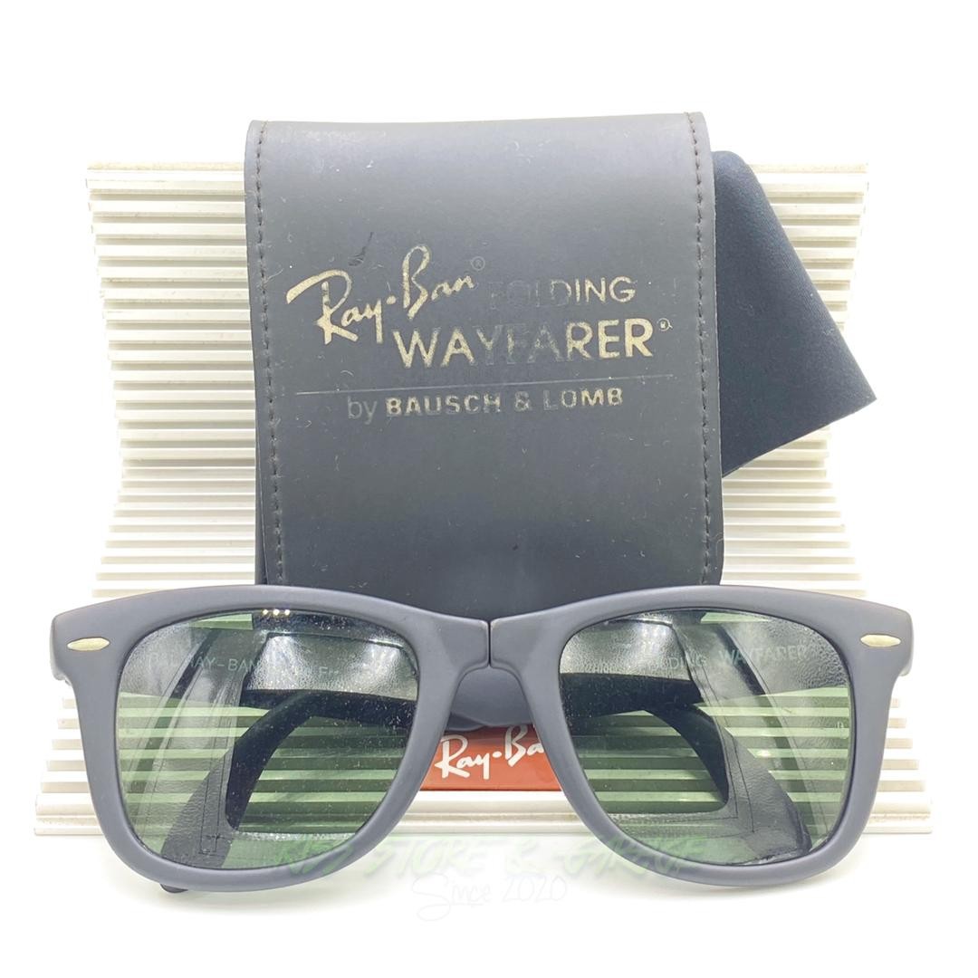 VINTAGE RAY BAN BAUSCH & LOMB ( BL ) BLACK MATE NYLON FRANCE FRAME WAYFARER  FOLDING WITH G-15 LENSES. Rayban