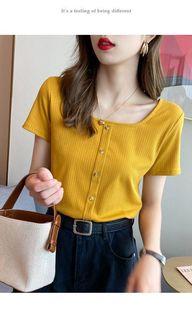yellow long crop top