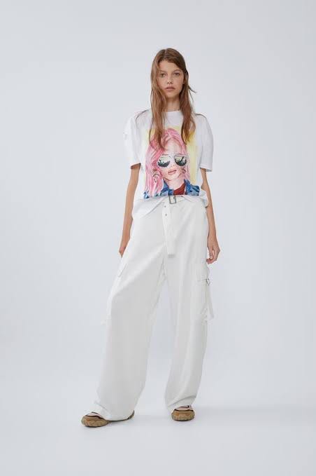 Zara Face print shirt, Women's Fashion 