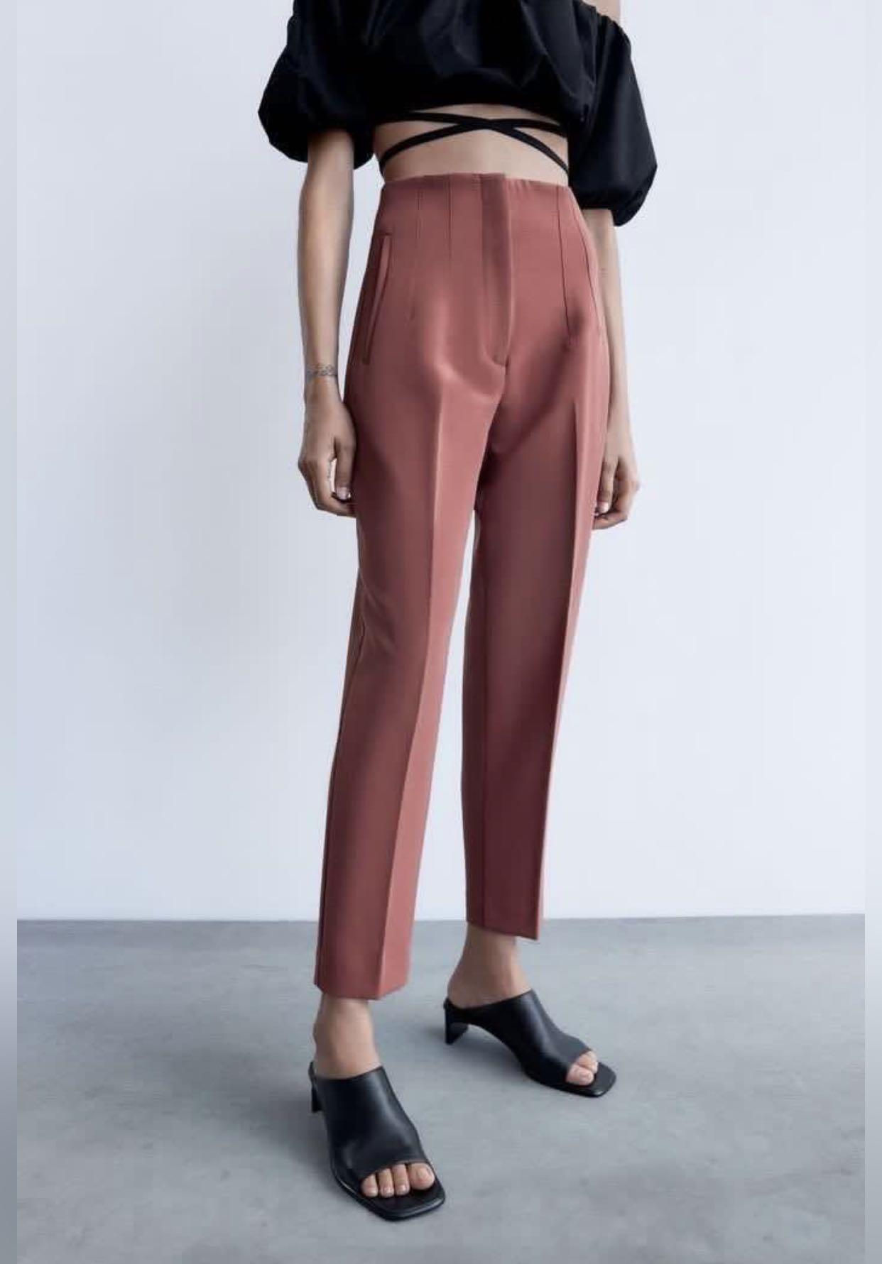 ZARA High-Waisted Trousers, Fesyen 