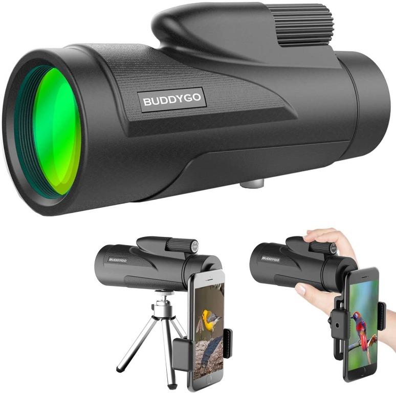 12X50 Monocular Telescope BUDDYGO Zoom Lens Monoculars Scope for Adults with Smartphone Adapter and Tripod Waterproof Spotting Scope Lightweight