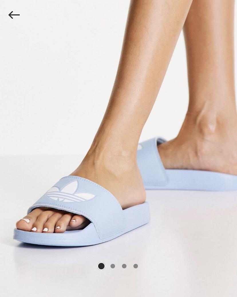 Adidas Adilette Blue Slides, Women's Fashion, Footwear, Flipflops Slides