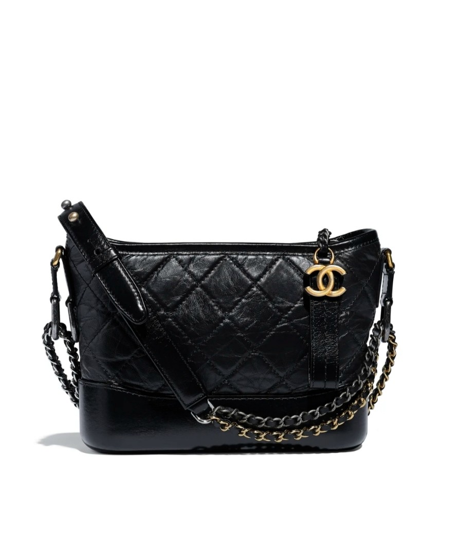 CHANEL GABRIELLE HOBO BAG IN BLACK QUILTED AGED LEATHER  Still in fashion