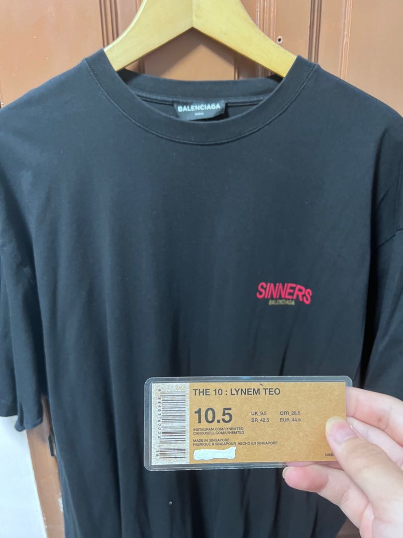 Balenciaga Sinners Tee Black M Men s Fashion Tops Sets