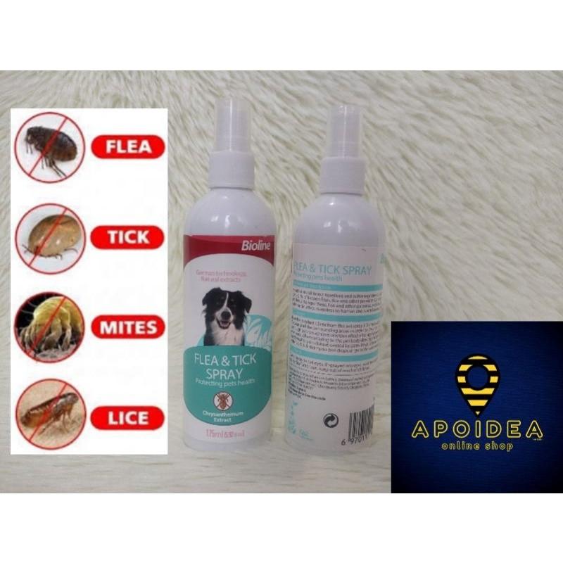 Bioline Flea and Tick Spray (175ml) for dogs Anti fleas (kuto) and Anti ticks (garapata), Pet